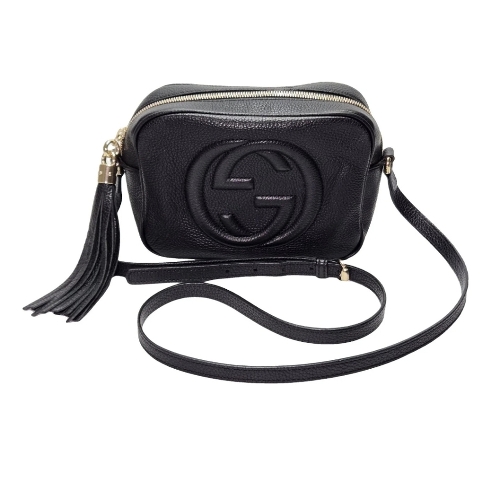 GUCCI Pebbled Calfskin Small SohoDisco Crossbody Bag - Picture 1 of 14